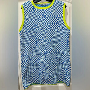 Zara Sleeveless Mini Dress Size Small Mod Retro Shift Check  Blue Size L
